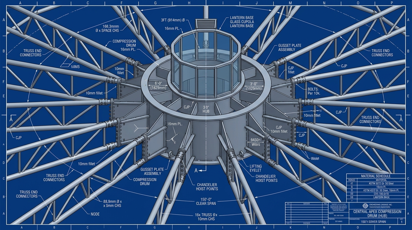Central Apex Compression Drum Hub Detail