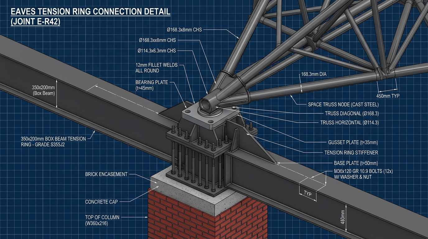 Eaves Tension Ring Connection Joint Detail